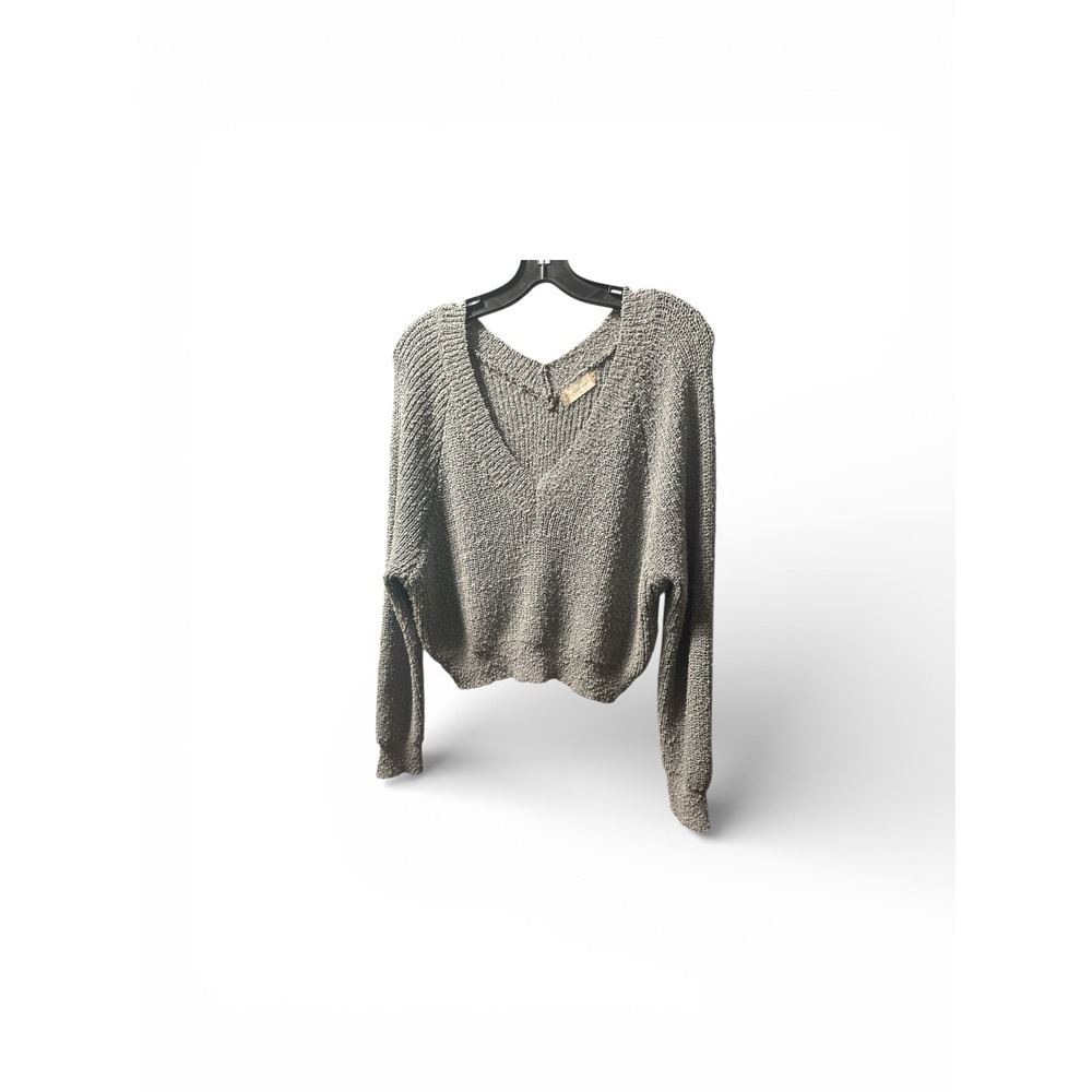 Altar'd State Textured‎ V Neck Sweater Womens Medium Gray Casual Cozy Pullover